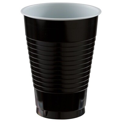 12 oz. Plastic Cups, Mid Ct. - Jet Black - 20PCS