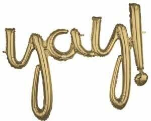 Script Phrase &quot;Yay!&quot; White Gold