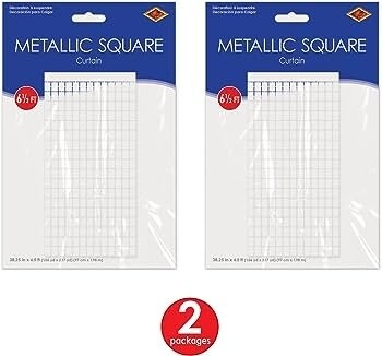 Metallic Square Curtain White - 6.5FT