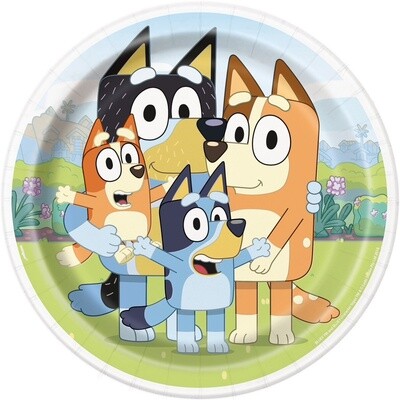 Plates - LN - Bluey - 21.9&quot; - 8 PCS