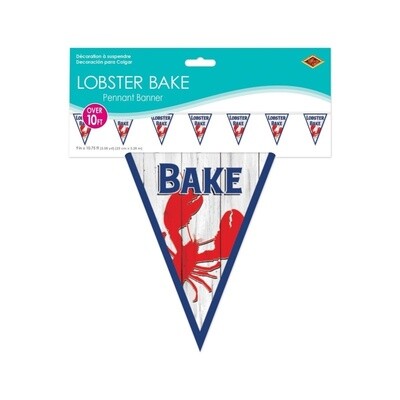 Lobster Bake Pennant Banner - 9&quot; X 10.75&quot; FT