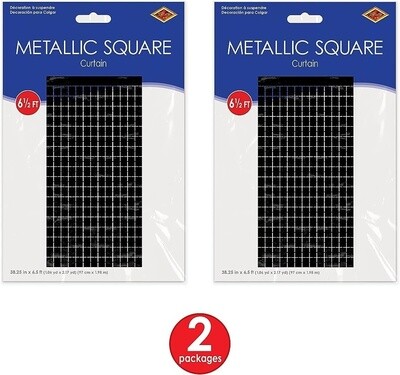 Metallic Square Curtain Black - 6.5FT