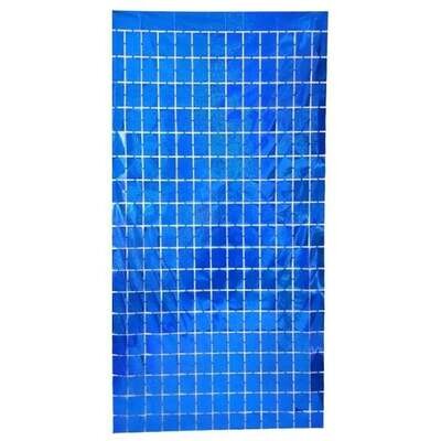 Metallic Square Curtain Blue - 6.5FT
