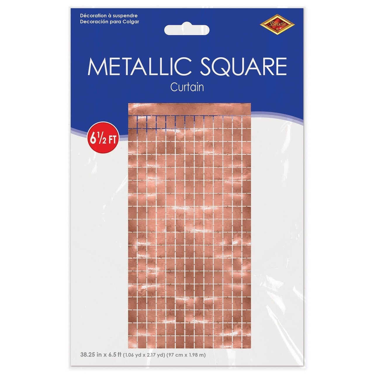 Metallic Square Curtain Rose Gold - 6.5FT