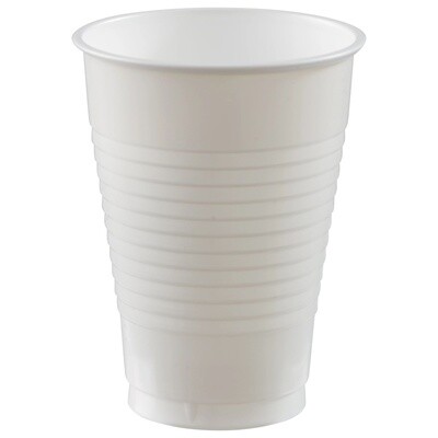 12 oz. Plastic Cups, Mid Ct. - White - 20PCS