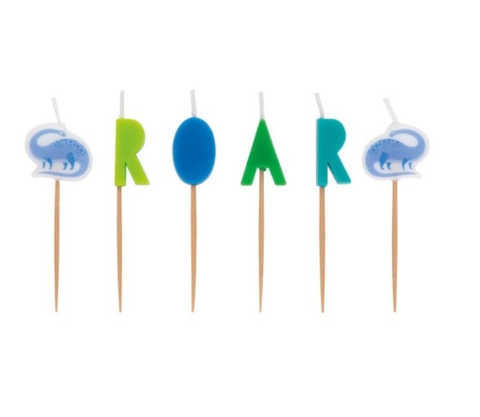 Candle Pick - Blue/Green Dino - 6PCS