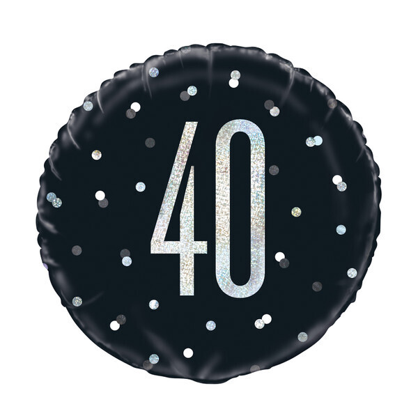 Foil Balloon-Standard-40th Birthday-Glitz Black-18&quot;