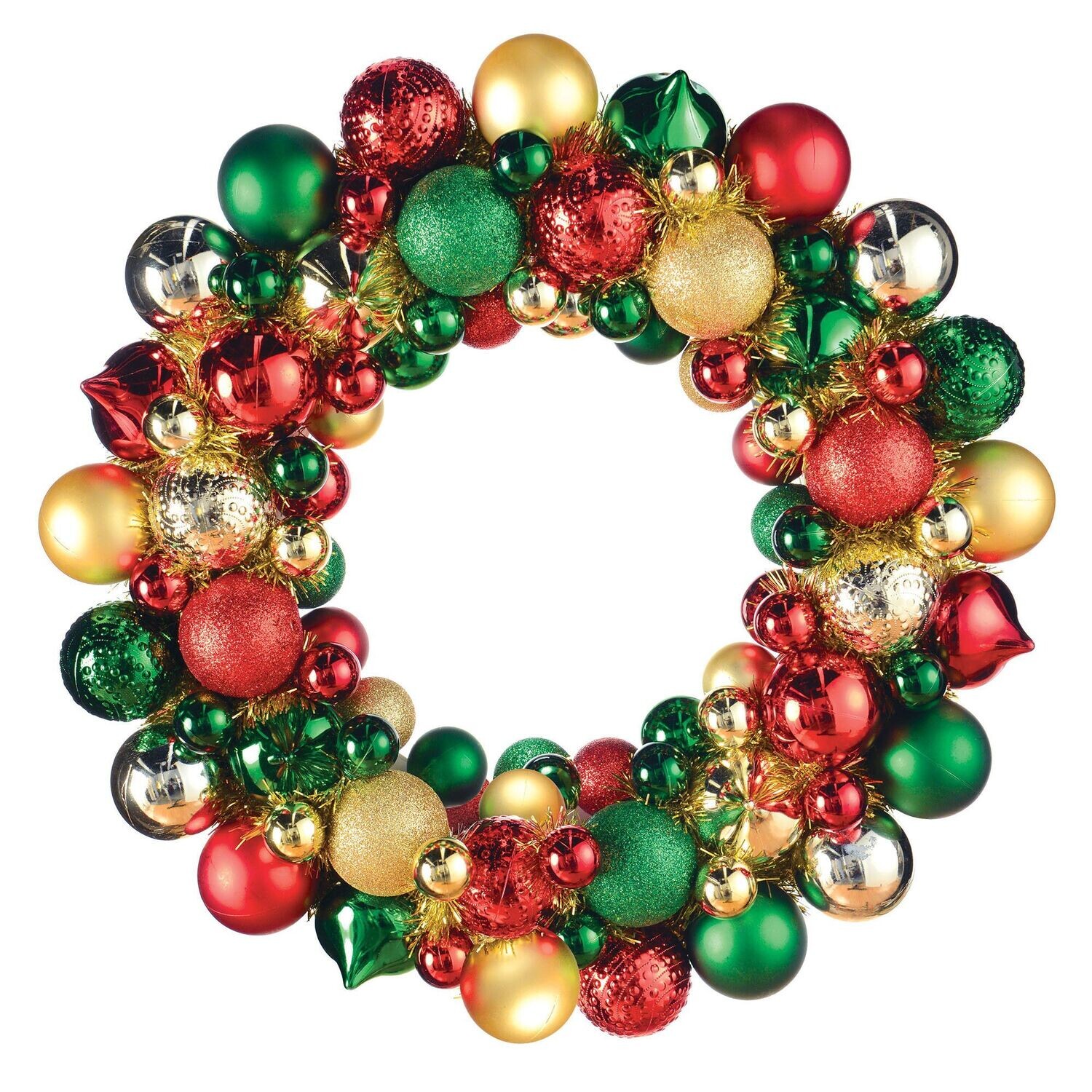 Metallic Bulb Wreath - Red And Green