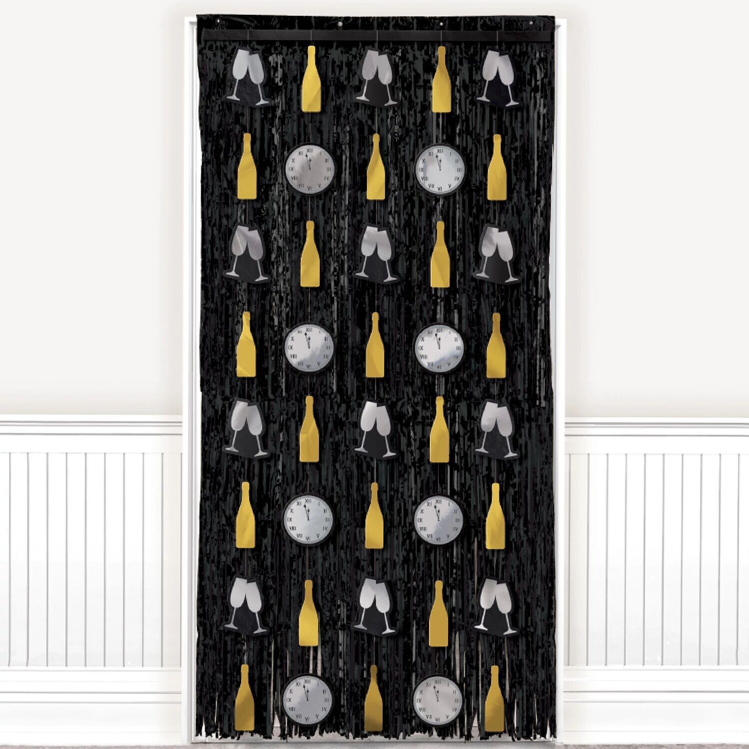 New Year&#39;s Door Curtain - Black, Silver, Gold