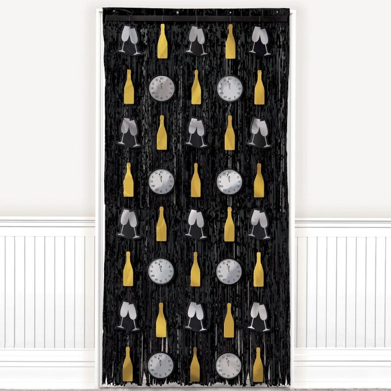 New Year&#39;s Door Curtain - Black, Silver, Gold