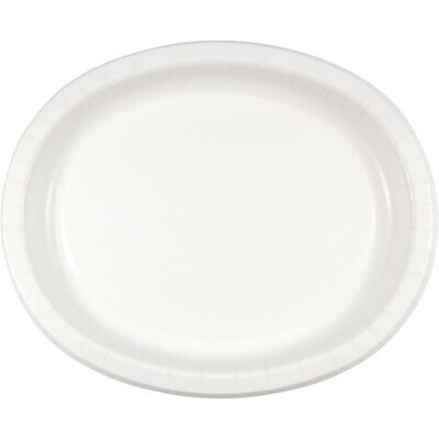 Oval Plates-White-8pkg-Paper
