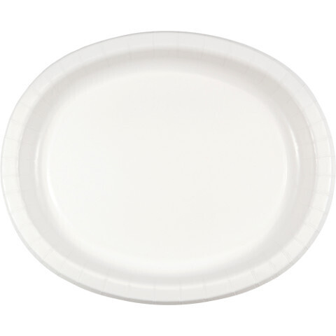 Oval Plates-White-8pkg-Paper