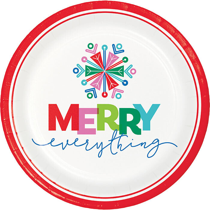 Plates LN - Merry Everything - 8.75&quot; - 8 PCS