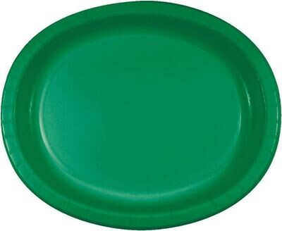 Oval Plate- Emerald Green-Paper-8pk/10&#39;&#39; x 12&#39;&#39;