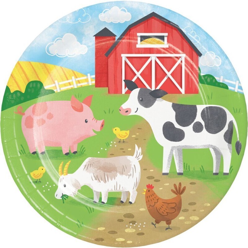 Plates - LN - Farm Animals - 8.75&quot; - 8PCS