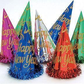 Hat - New Year - Multi Color with Tinsel