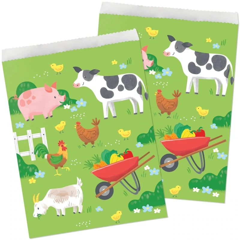 Paper Treat Bags - Farm Animals - 8PCS