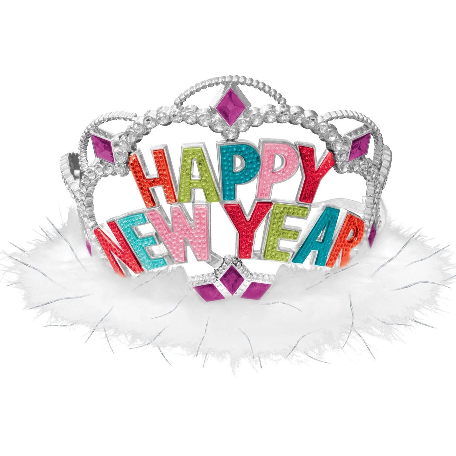 Happy New Year Electroplated Tiara - Colorful