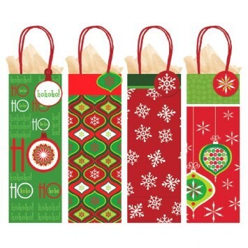 Glossy-Wine Bag Christmas -4pk