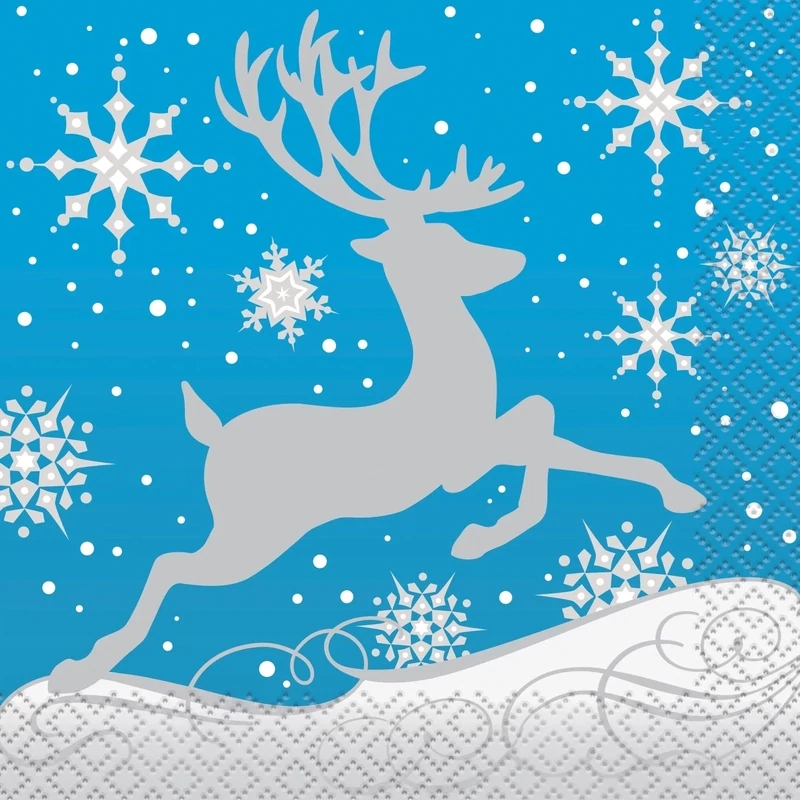 Napkins Bev silver Snowflake (16PK)