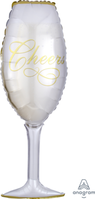 Foil Balloon- Champagne Glass- Cheers- 14" x 38"