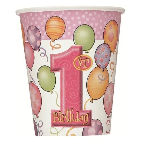 Cups-1st Bday Girl-Paper- Final Sale