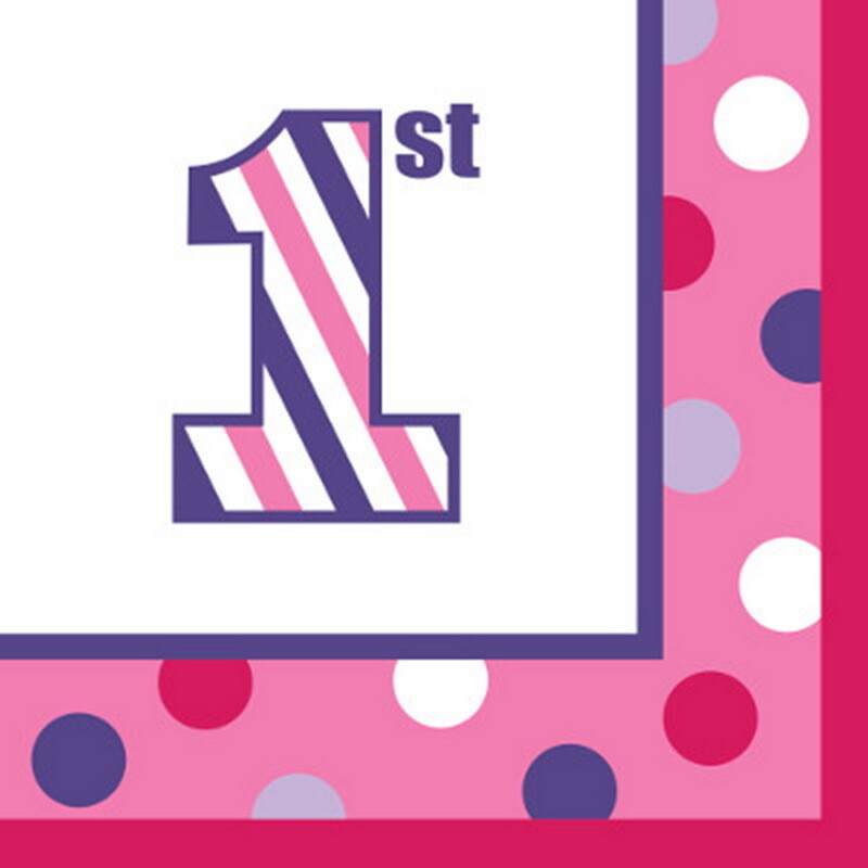 Bev Napkins-1st Birthday Sweet Stripes Girl-Final Sale