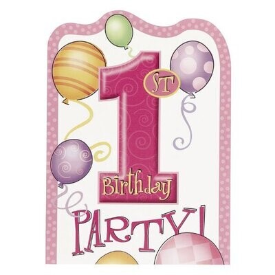 Invitations-1st Birthday Girl-8pkg