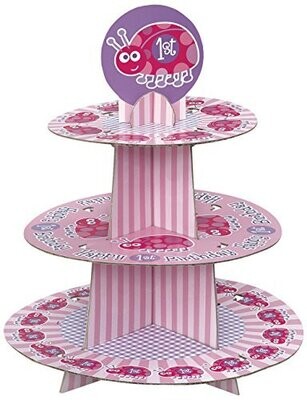 Cupcake Stand-1st Bday Ladybug Pink