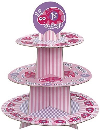 Cupcake Stand-1st Bday Ladybug Pink