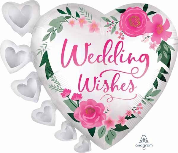 Foil Balloon - Wedding Wishes Satin - Super Shape - 24&quot;