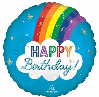 Foil Balloon - Satin  Happy  Birthday Rainbow - 50 - 18&quot;