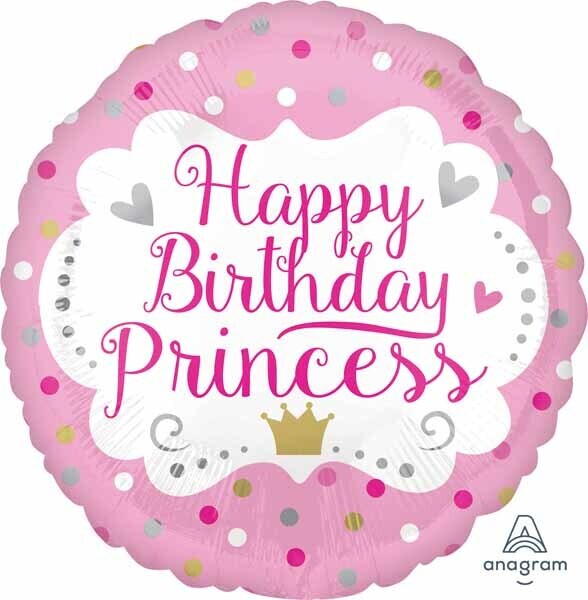 Foil Balloon - Happy   Birthday Princess  - 18&quot;