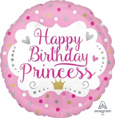 Foil Balloon - Happy   Birthday Princess  - 18&quot;