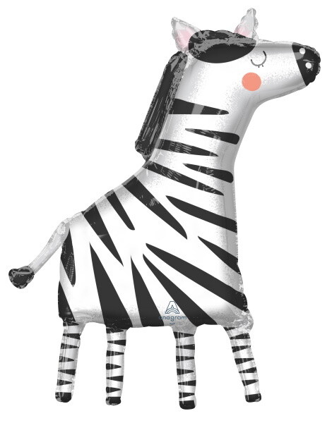 Foil Balloon - Get Wild Zebra - Super Shape - 24&quot;