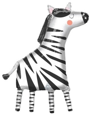 Foil Balloon - Get Wild Zebra - Super Shape - 24&quot;