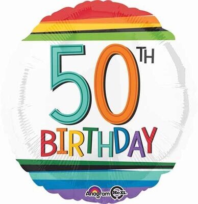 Foil Balloon - Rainbow Birthday - 50 - 18&quot;