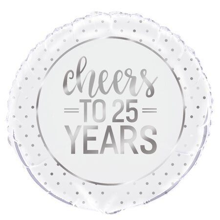 Foil Balloon - Cheers To 25 Years - 18&quot;