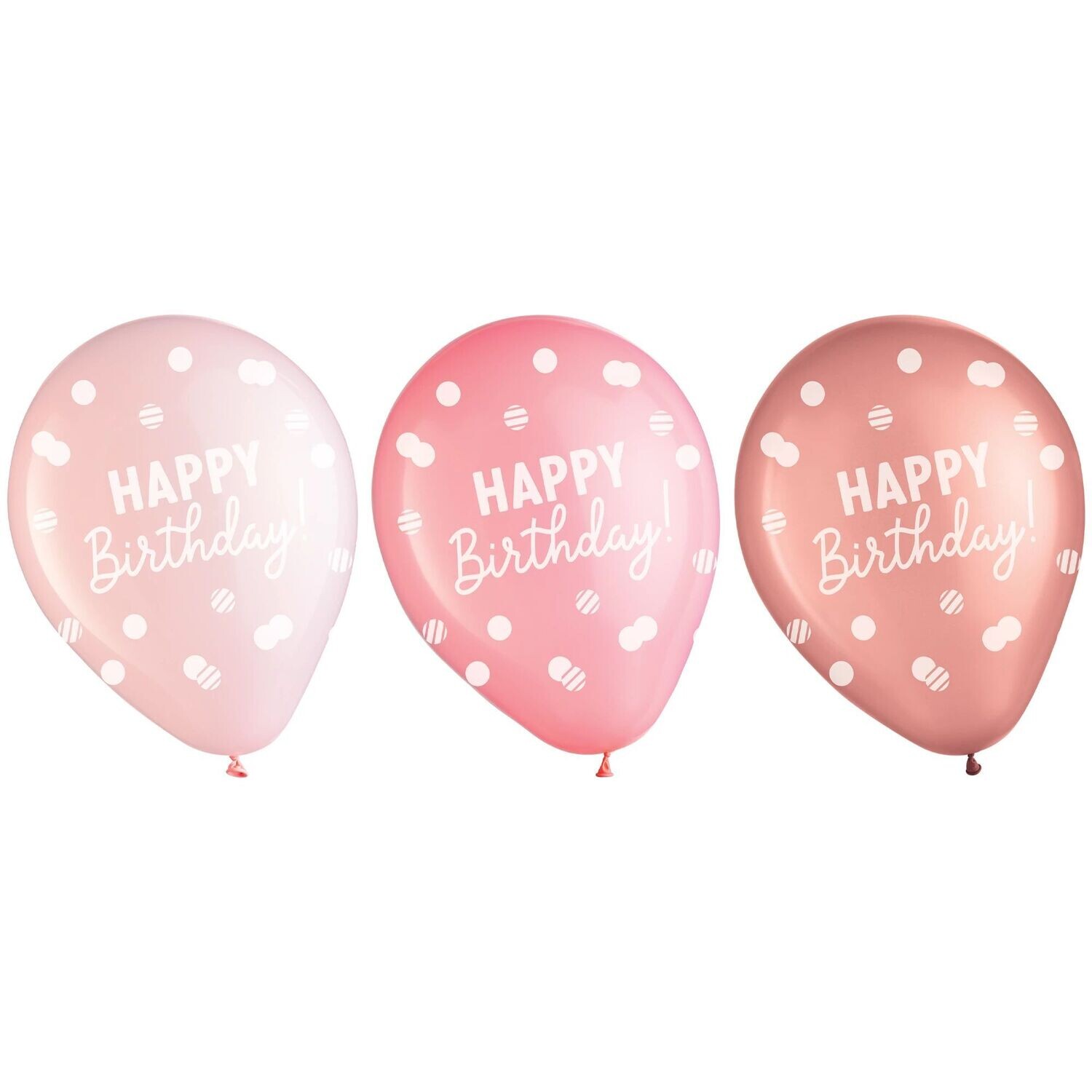 &quot;Happy Birthday&quot; Printed Balloons - Rose Gold