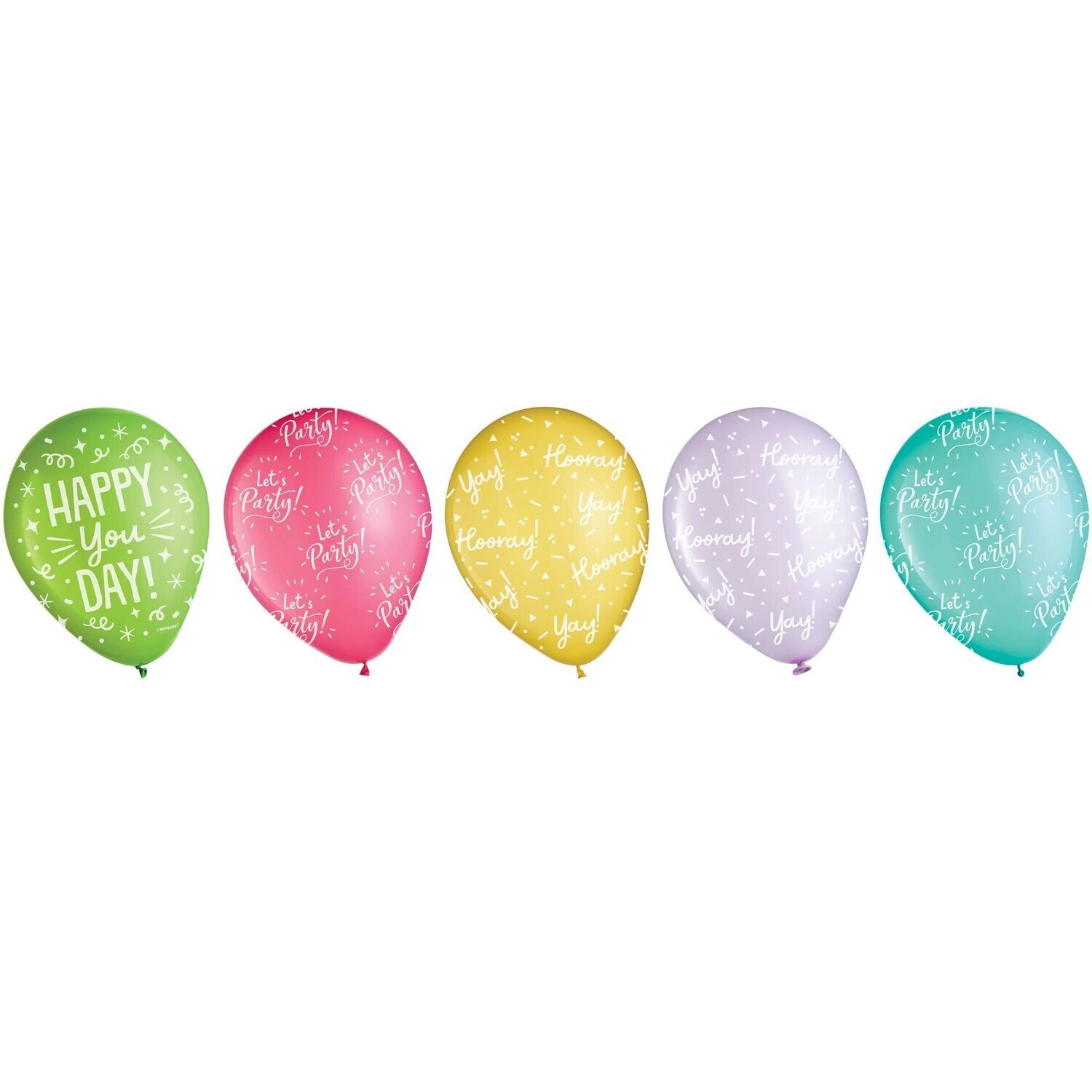 &quot;Happy Birthday&quot; Printed Balloons - Assorted Pastel