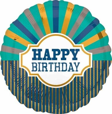Foil Balloon - Happy Birthday Beams - Standard