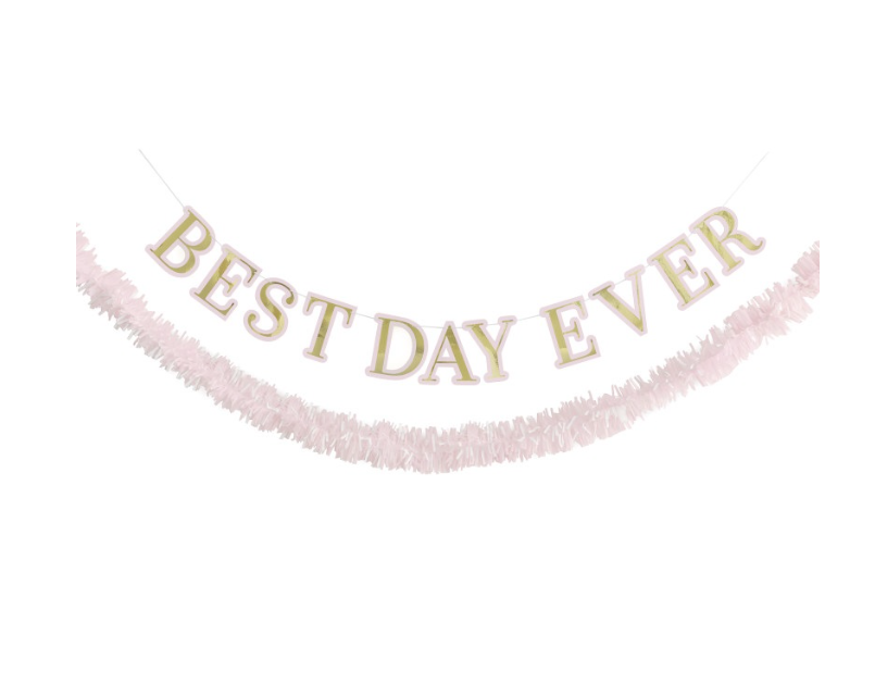 Gold Foil &quot;Best Day Ever&quot; Fringe Garland &amp; Banner Kit  6 ft