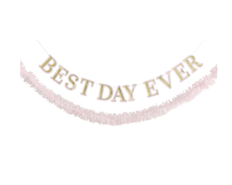 Gold Foil &quot;Best Day Ever&quot; Fringe Garland &amp; Banner Kit  6 ft