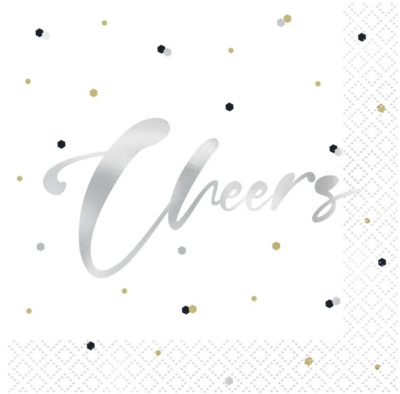 Silver Happy Birthday Beverage Napkins  16ct - Foil Stamping