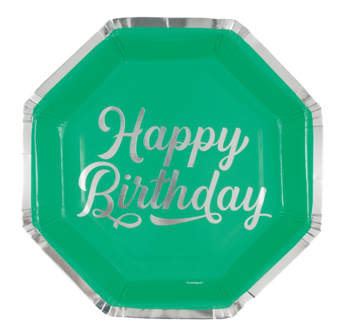 Bold Birthday Octagon-Shaped 8.25&quot; Dessert Plates  8ct - Foil Stamping
