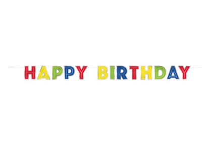 Silver Foil &amp; Rainbow Happy Birthday Banner 7.25 ft
