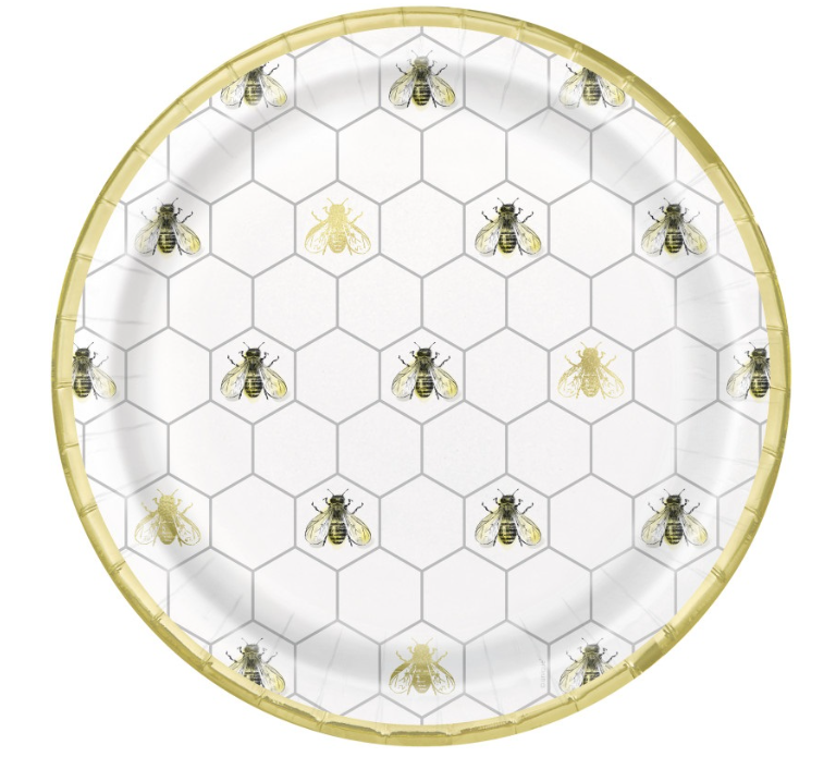 Golden Bumble Bee Round 9&quot; Dinner Plates 8ct