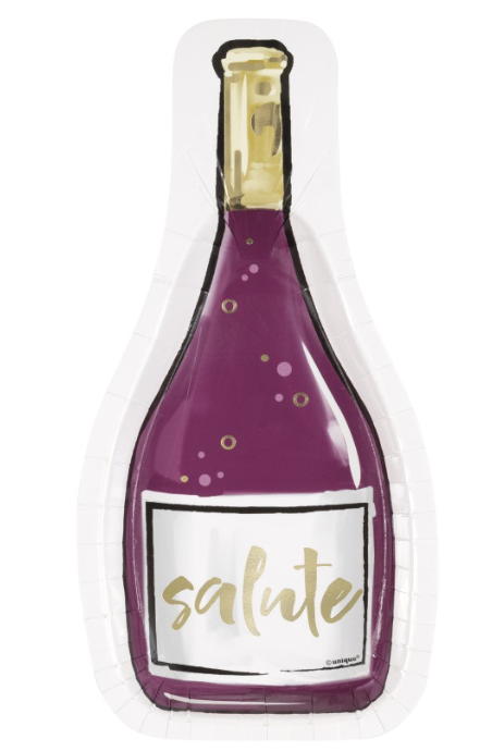 Wine Bottle Shaped 10.25&quot; x 5.25&quot; Plates 8ct