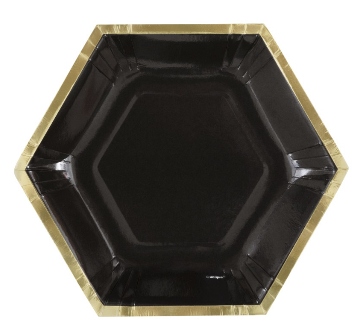 Golden Bumble Bee Hexagon-Shaped 8.25&quot; Plates 8ct