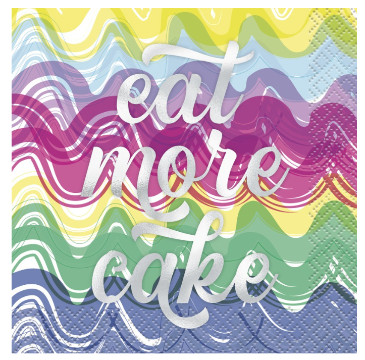 Bold Birthday &quot;Eat More Cake&quot; Beverage Napkins 16ct